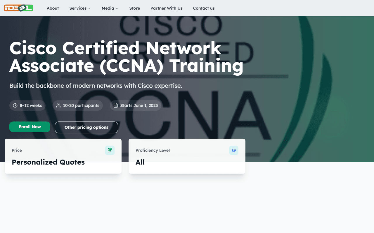 Enroll Now on a programme page